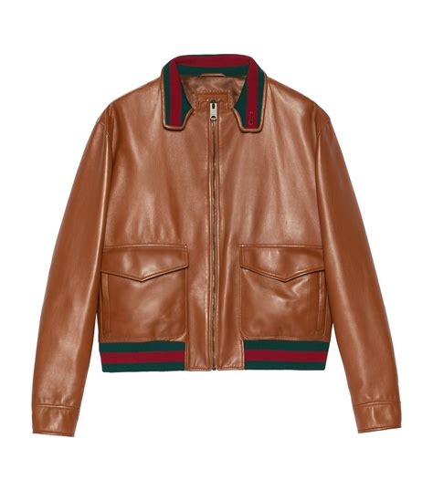 womens gucci leather jacket|gucci bomber jacket men's.